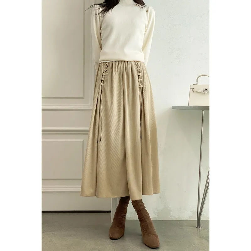 コードレースアップコーデュロイフレアスカート | 詳細画像1