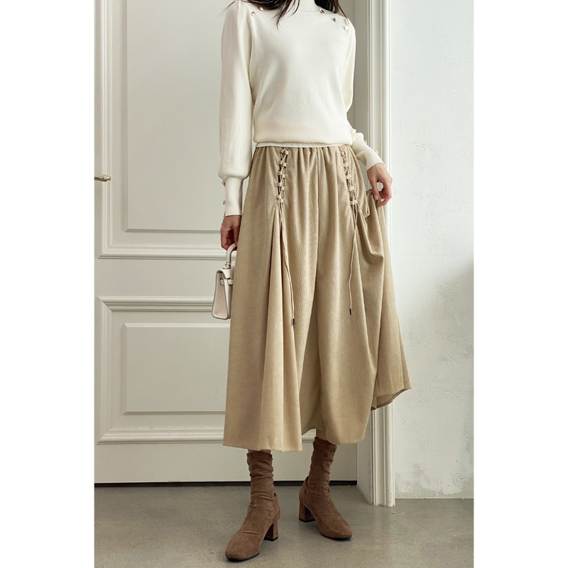 コードレースアップコーデュロイフレアスカート | 詳細画像4