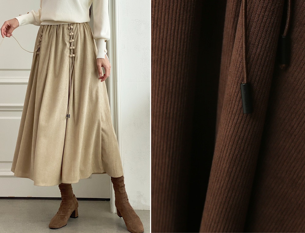 コードレースアップコーデュロイフレアスカート | 詳細画像21