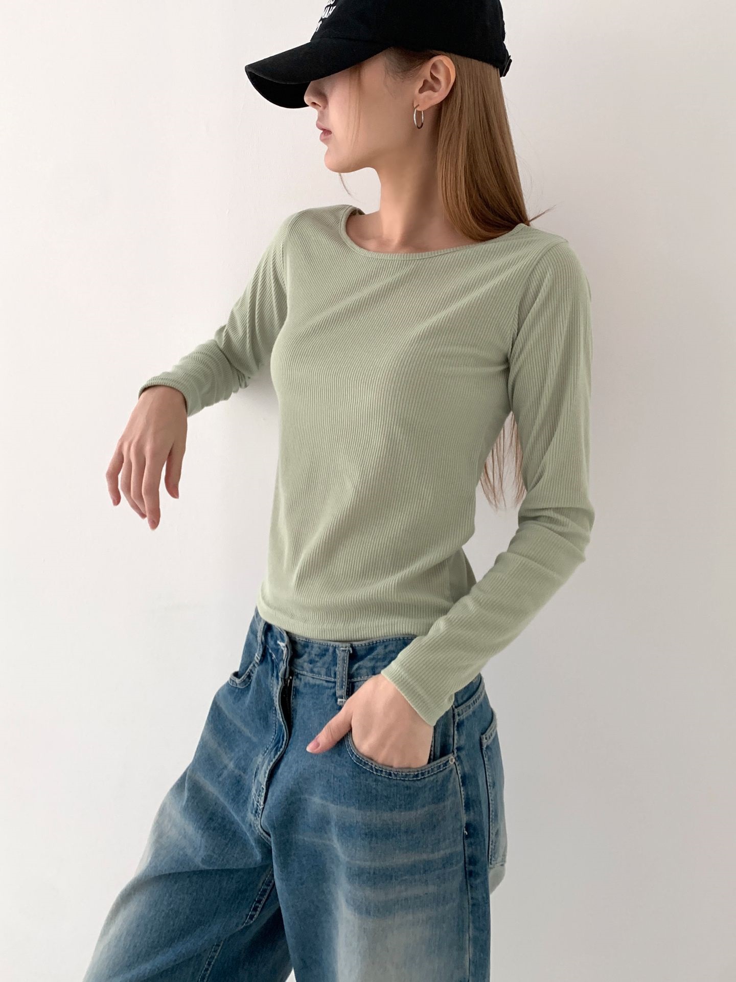 スリムフィットリブ長袖Tシャツ | 詳細画像2