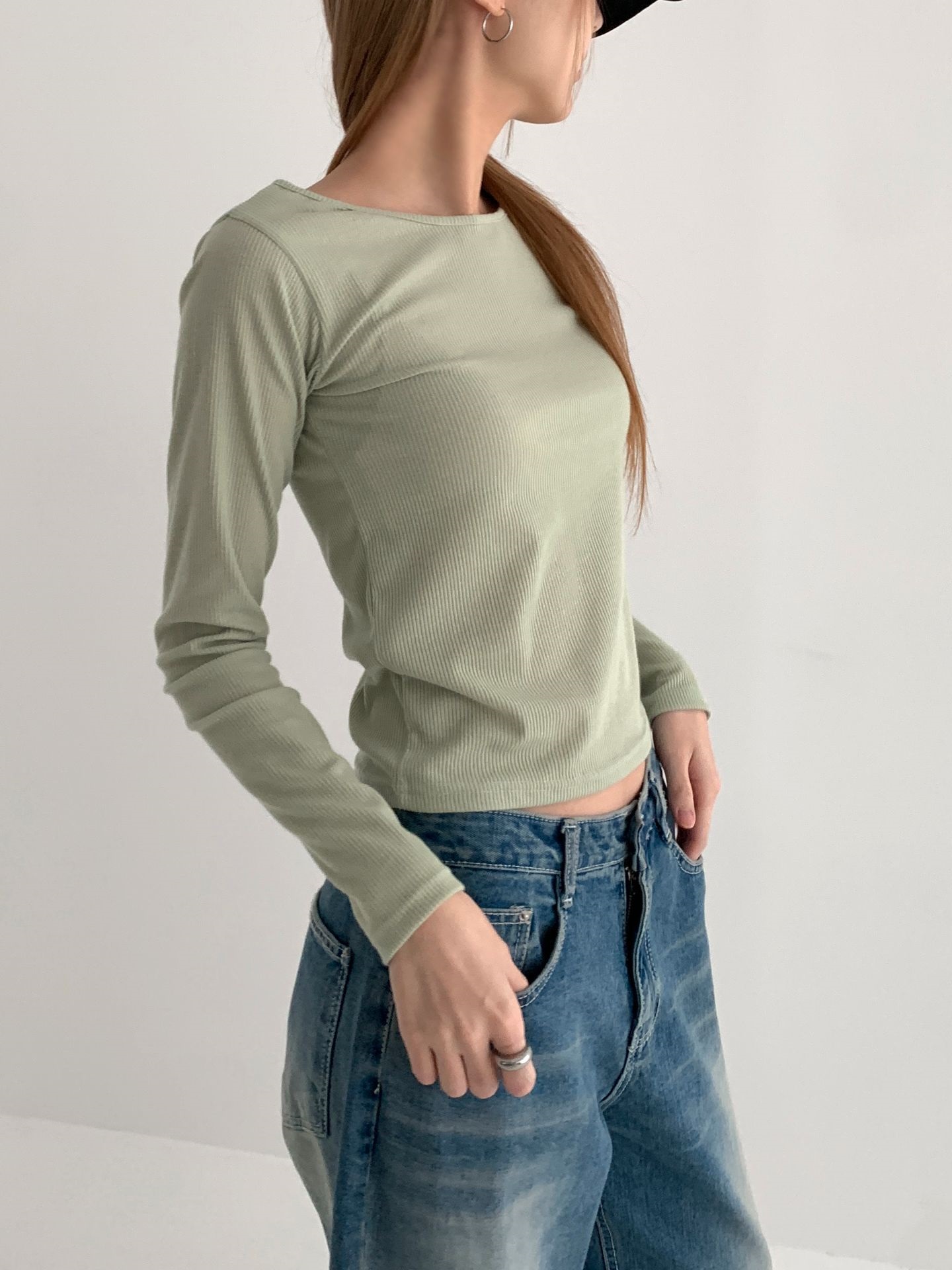 スリムフィットリブ長袖Tシャツ | 詳細画像7