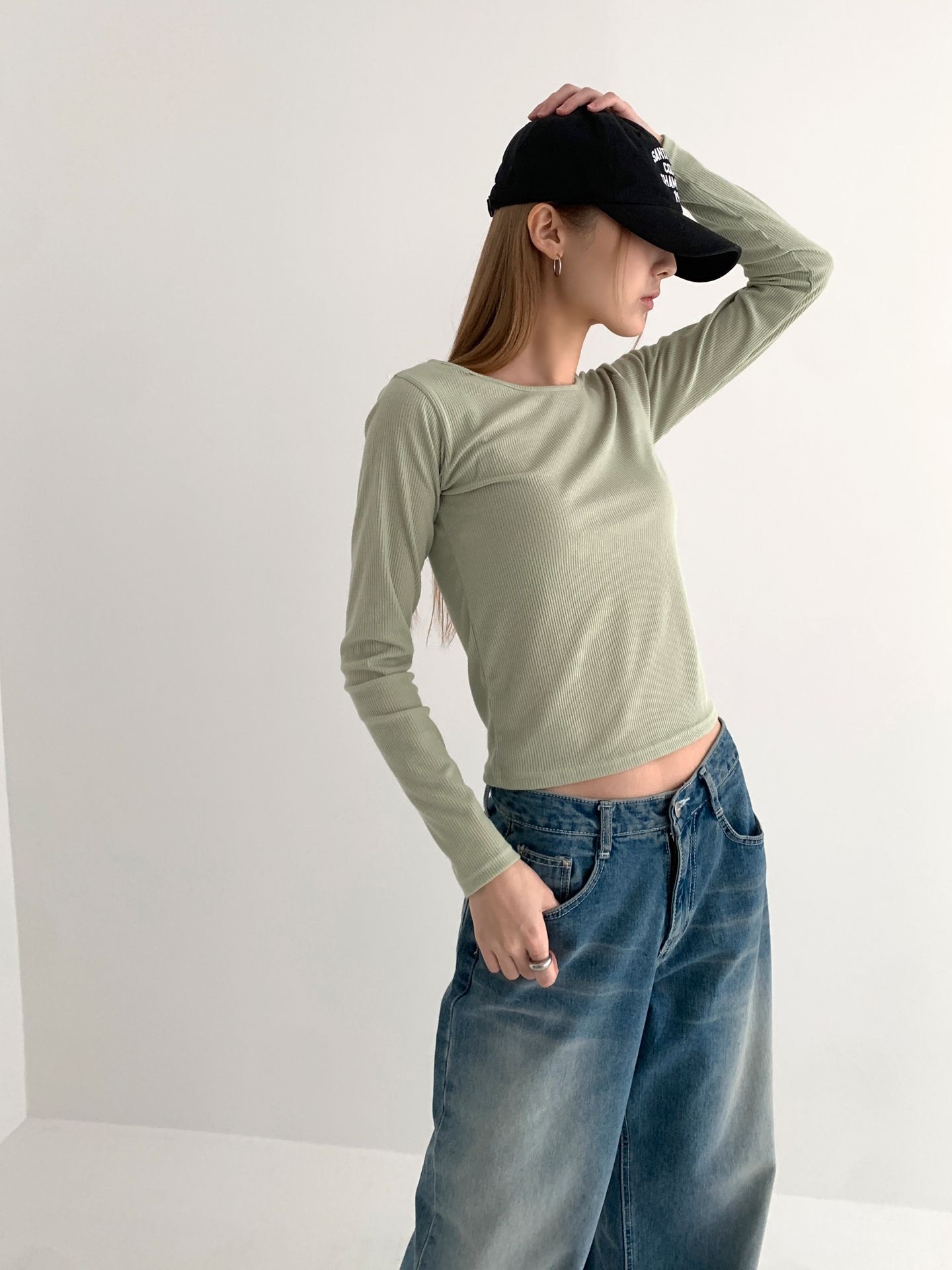 スリムフィットリブ長袖Tシャツ | 詳細画像8