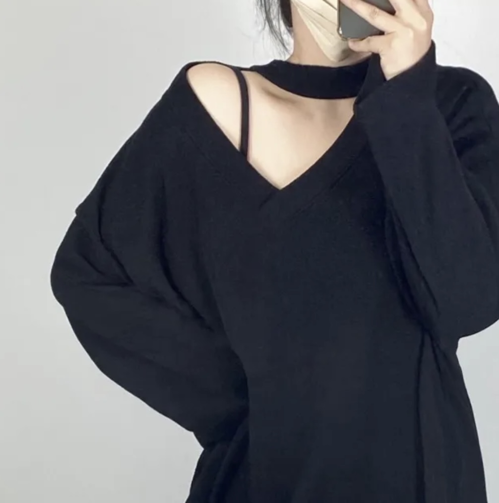 チョーカーアンバランスVネックルーズTシャツ | 詳細画像4