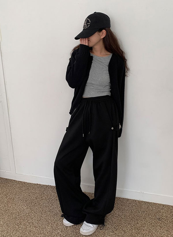 vokal スナップボタンパンツ 2WAYサイドスナップボタンワイドスウェットパンツ | レディース