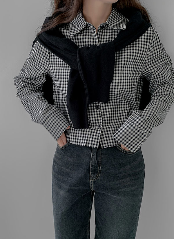 Katie♡ギンガムチェック クロップドキャミソール 黒 ブラック Katie