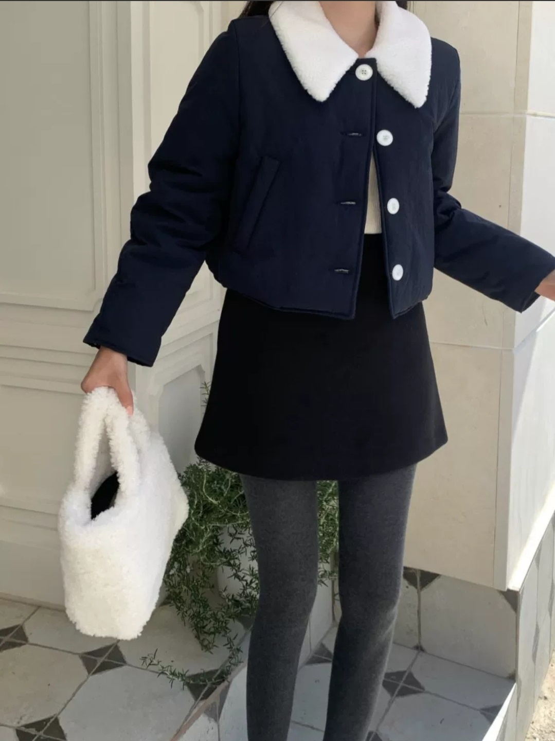 配色ボアカラークロップドジャケット | レディースファッション