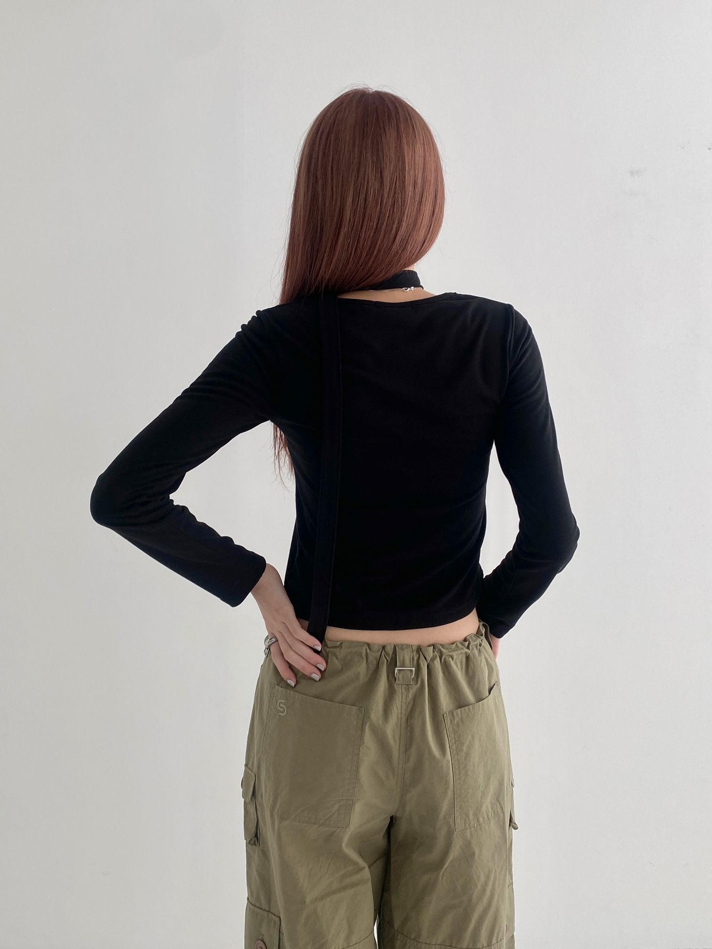 ストラップ付裏起毛クロップドTシャツ | 詳細画像8