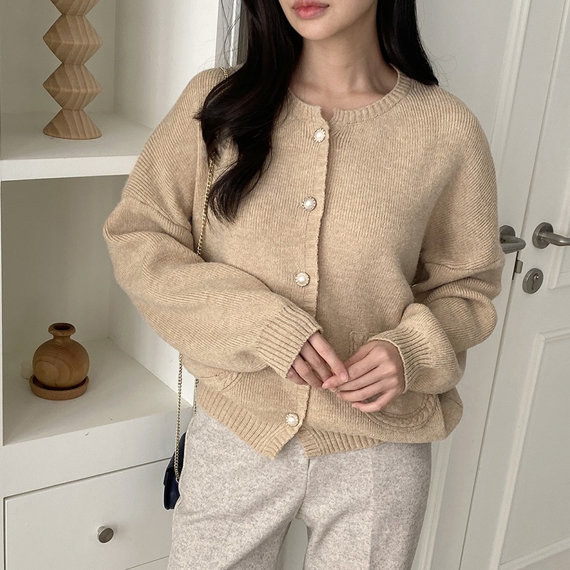 パール調ボタンケーブルポケットカーディガン | 詳細画像2