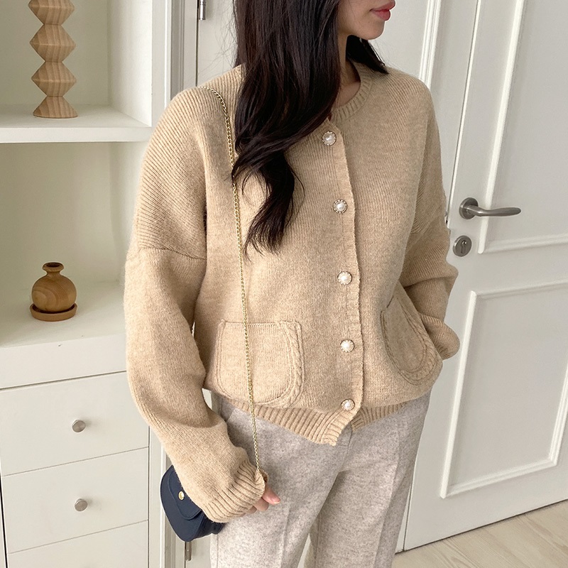 パール調ボタンケーブルポケットカーディガン | 詳細画像5