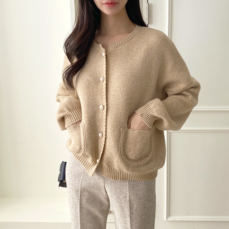 パール調ボタンケーブルポケットカーディガン | 詳細画像6