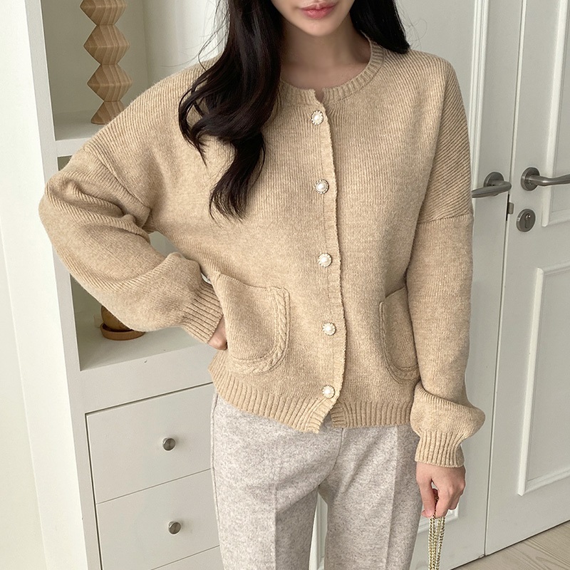 パール調ボタンケーブルポケットカーディガン | 詳細画像8