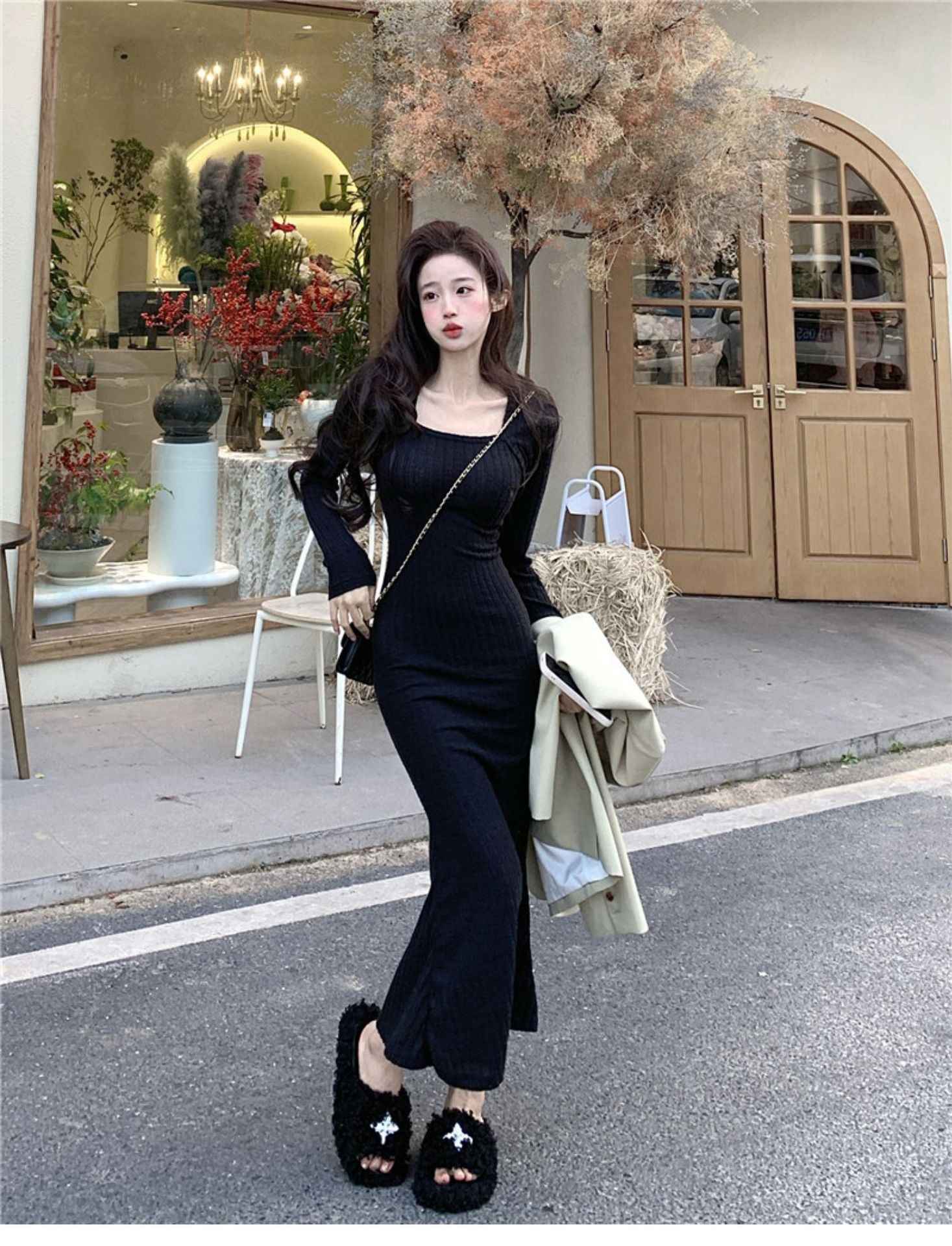 ボレロネックリブAラインワンピース | 詳細画像4