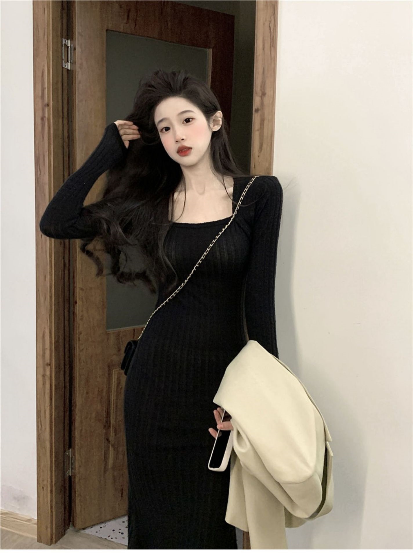 ボレロネックリブAラインワンピース | 詳細画像8