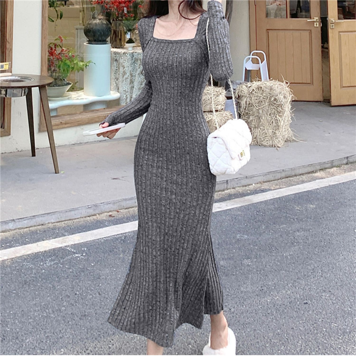 ボレロネックリブAラインワンピース | 詳細画像12