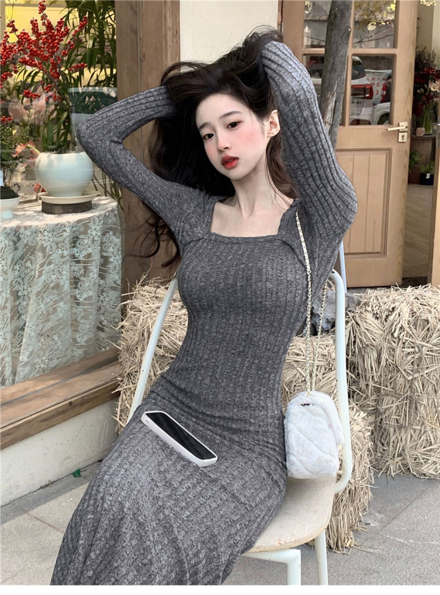 ボレロネックリブAラインワンピース | 詳細画像13