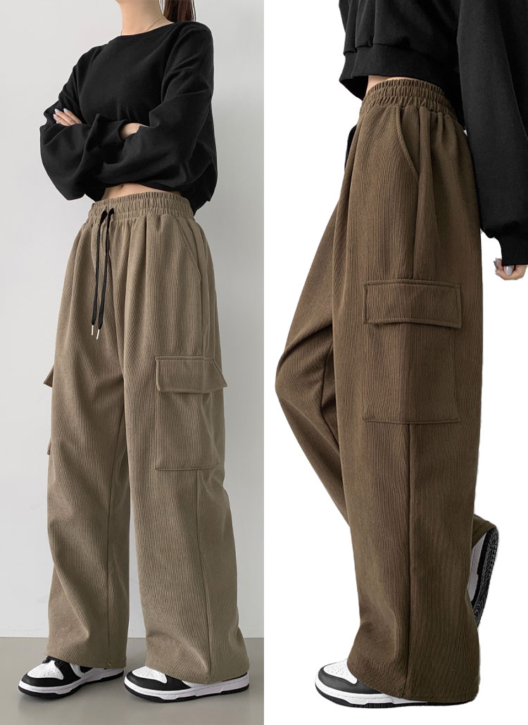 「高評価！」注目のレビュ 裏起毛ドロストコーデュロイカーゴパンツ | レディース パンツ