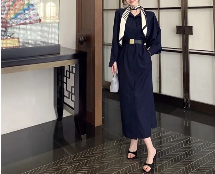 ストライプスカーフ&ベルト付スリットシャツワンピース | 詳細画像12