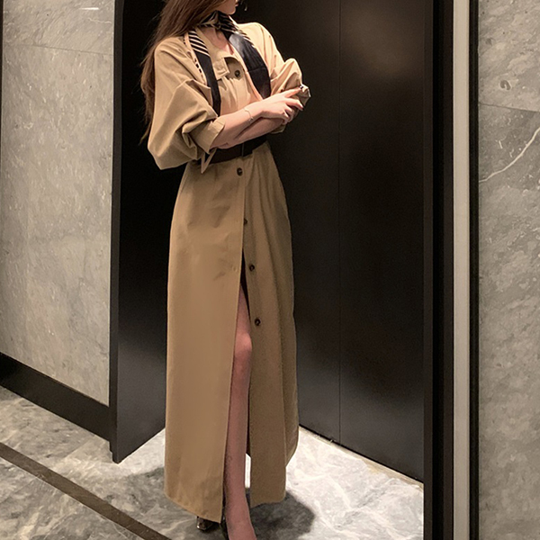 美品 ザロウ シルク ベルト 開襟 ロング 長袖 シャツワンピース ストライプ ストライプスカーフ&ベルト付スリットシャツワンピース | レディース