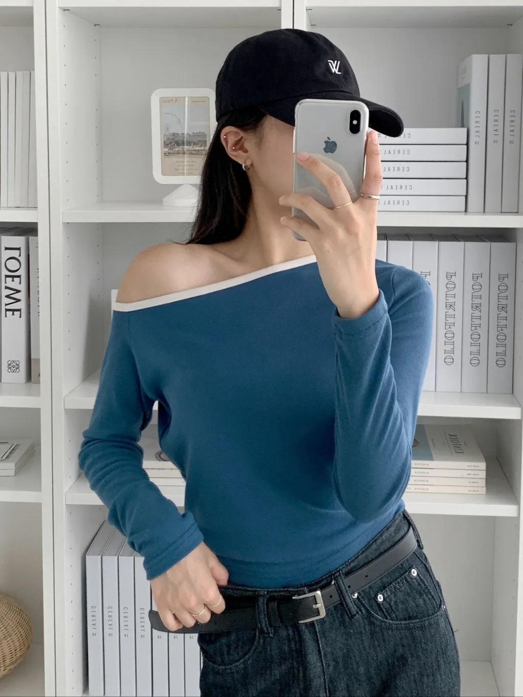 配色ワンショルダークロップドTシャツ | 詳細画像1