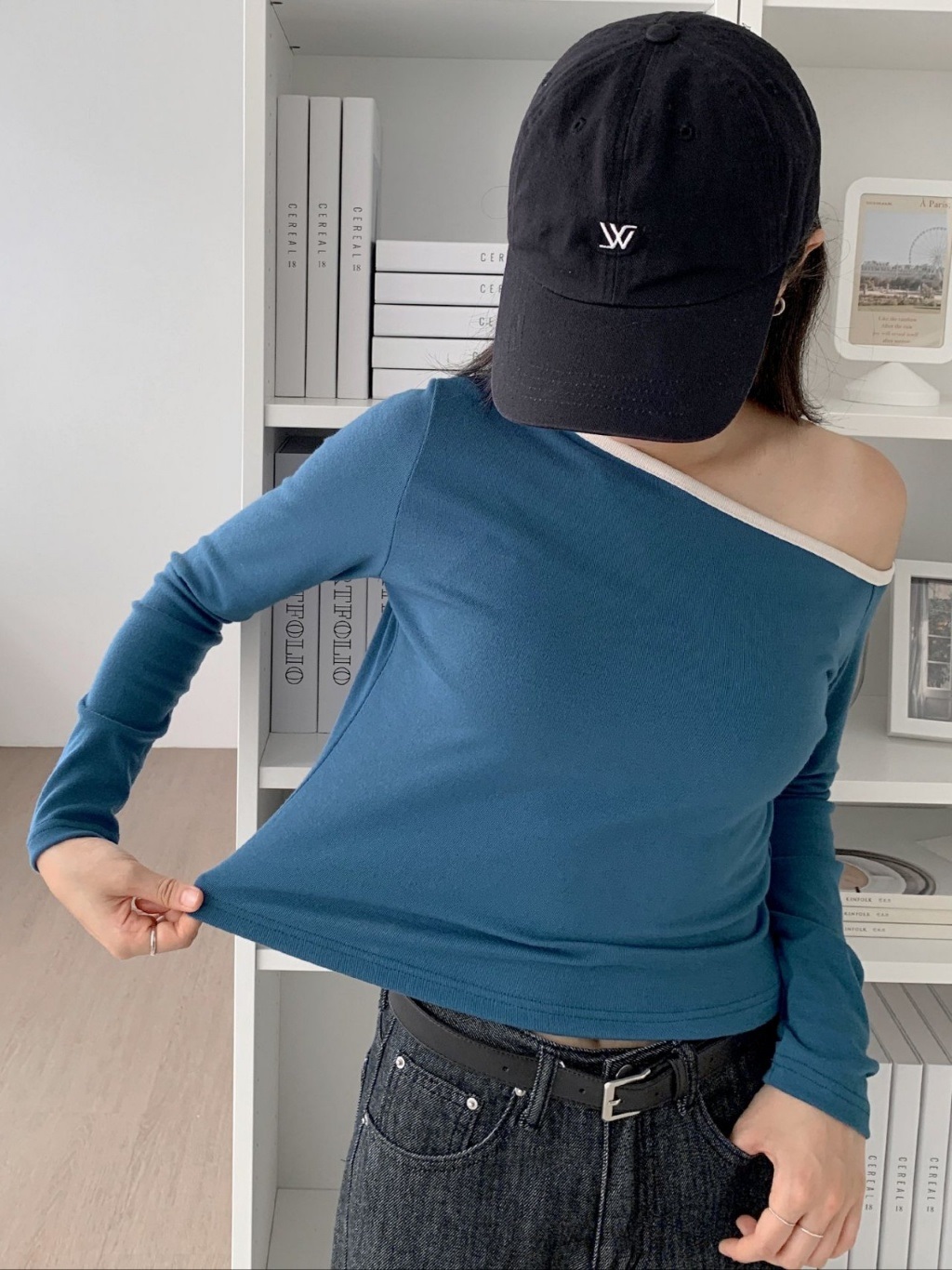 配色ワンショルダークロップドTシャツ | 詳細画像5