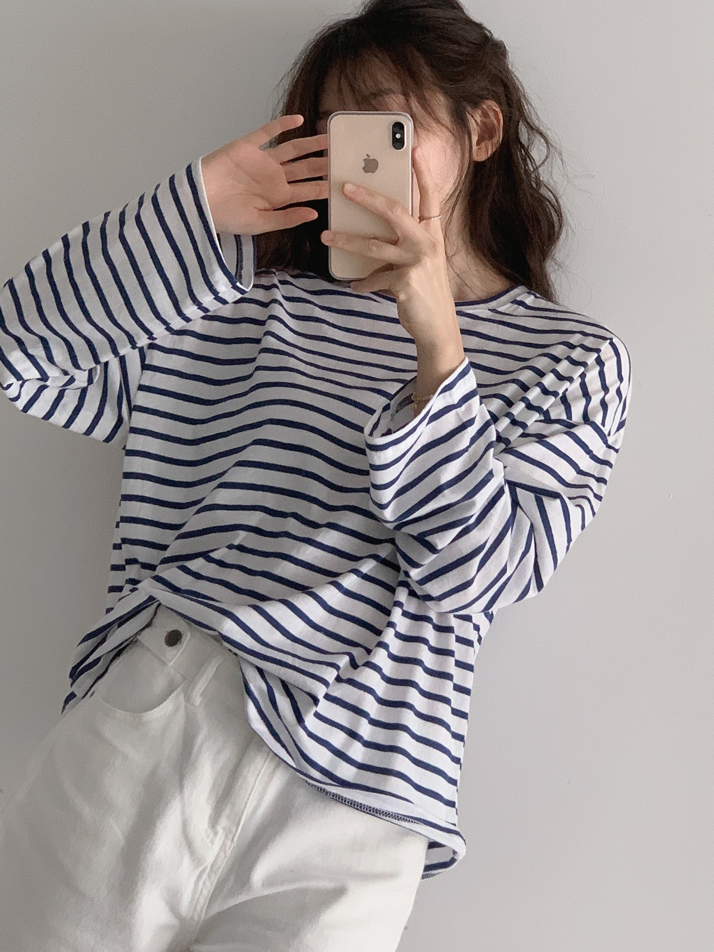 ボーダーラウンドネックルーズTシャツ | 詳細画像10