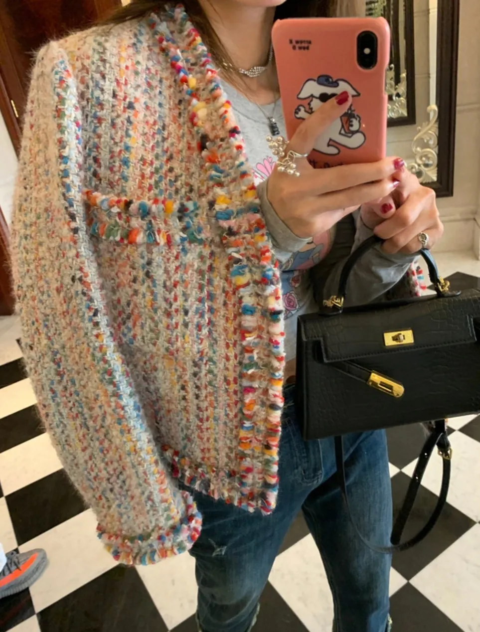 カラフルツイードフリンジジャケット | レディースファッション通販  