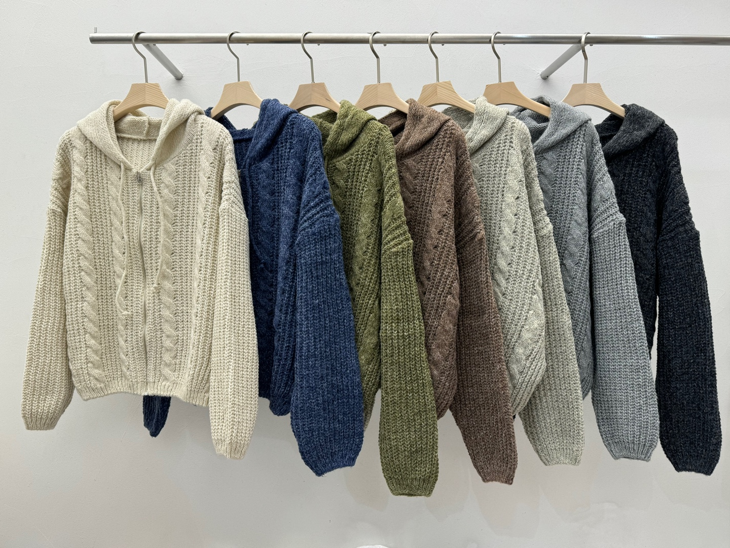 ドロストフードケーブルルーズカーディガン | 詳細画像2