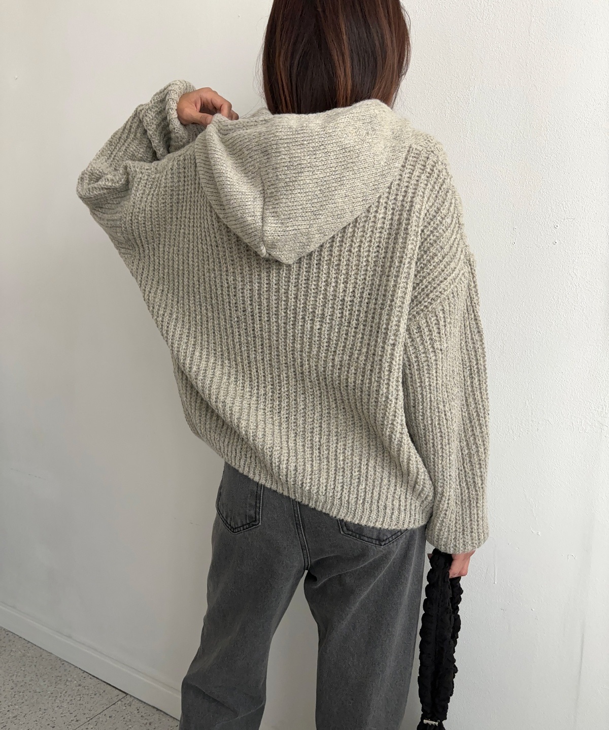 ドロストフードケーブルルーズカーディガン | 詳細画像5