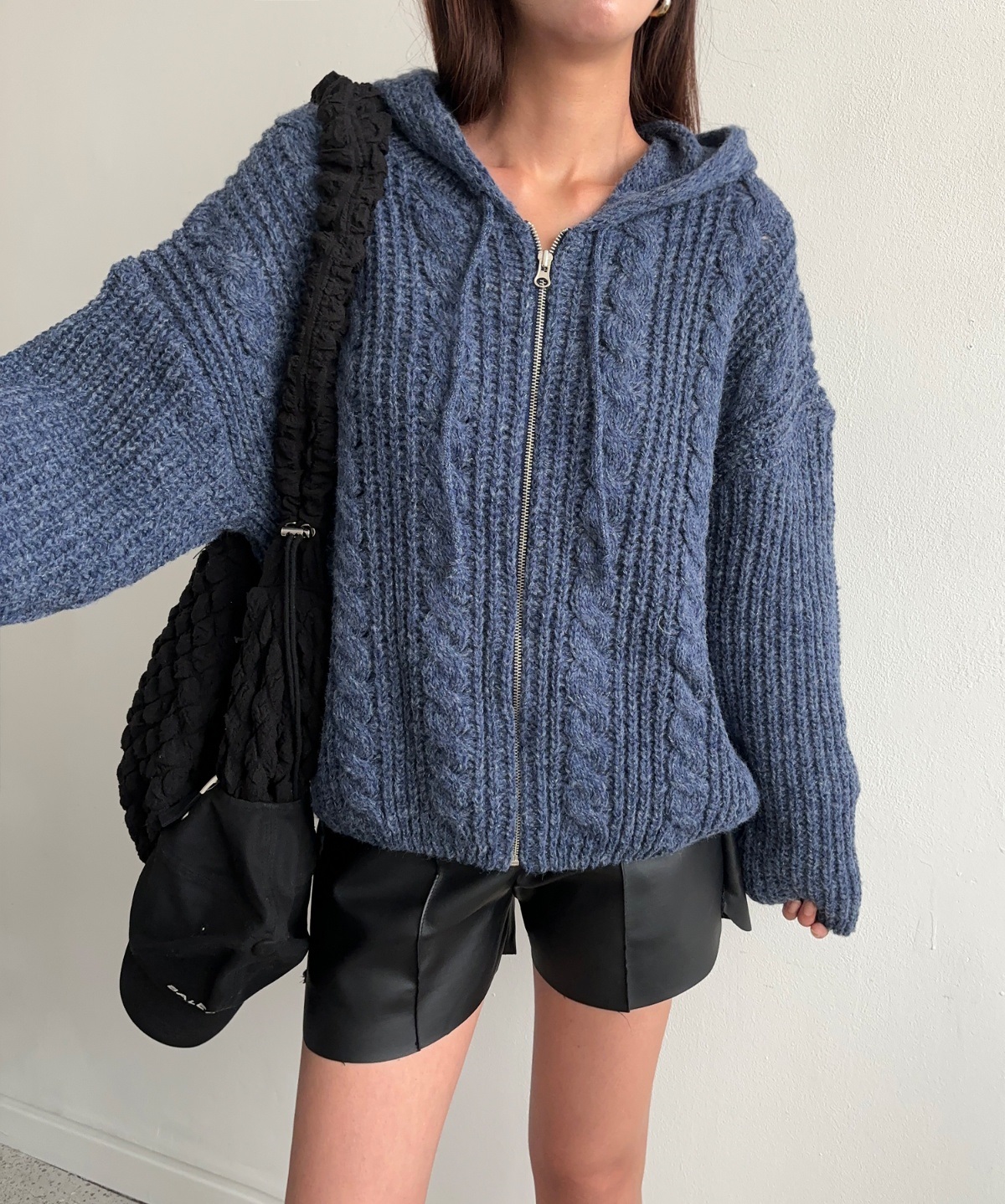 ドロストフードケーブルルーズカーディガン | 詳細画像7