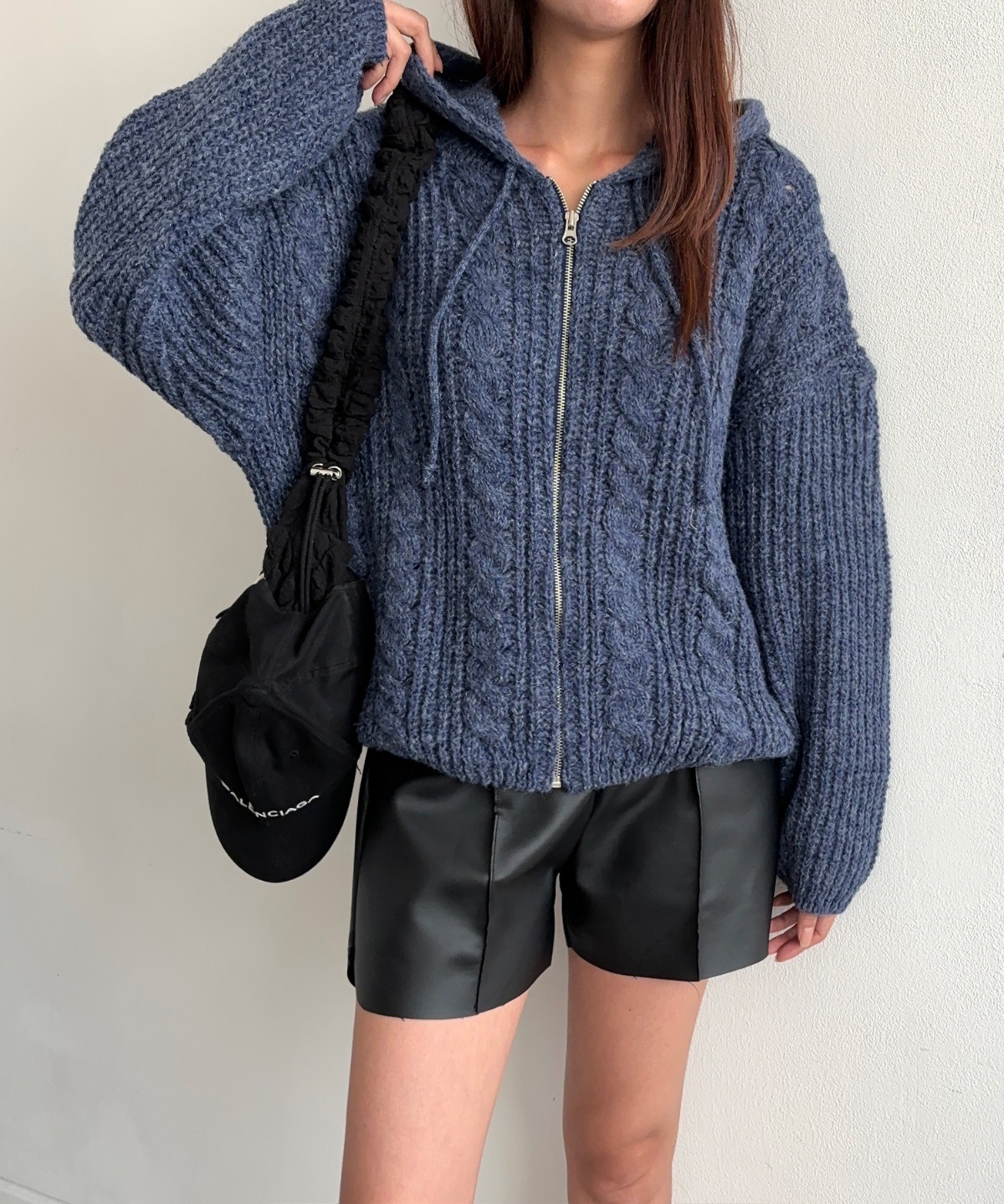 ドロストフードケーブルルーズカーディガン | 詳細画像8