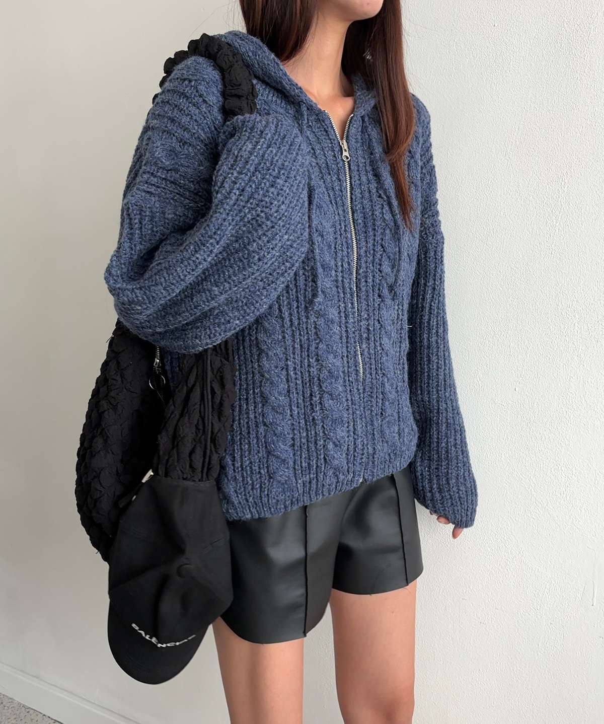 ドロストフードケーブルルーズカーディガン | 詳細画像9