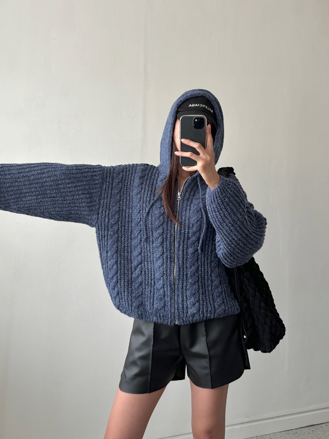 ドロストフードケーブルルーズカーディガン | 詳細画像11