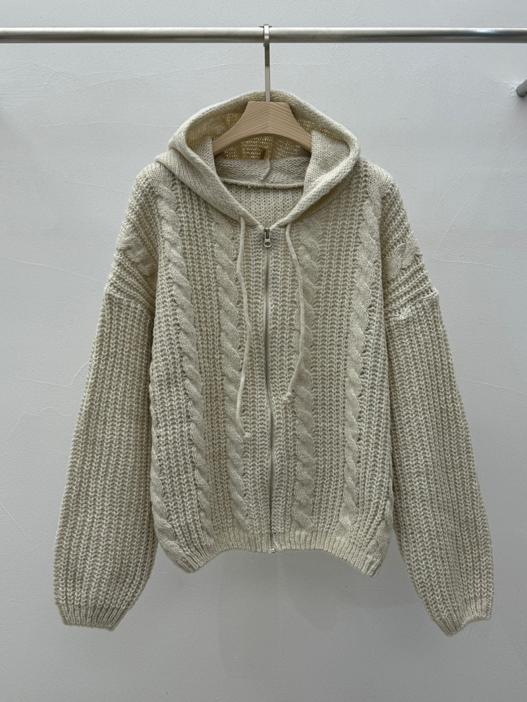 ドロストフードケーブルルーズカーディガン | 詳細画像12