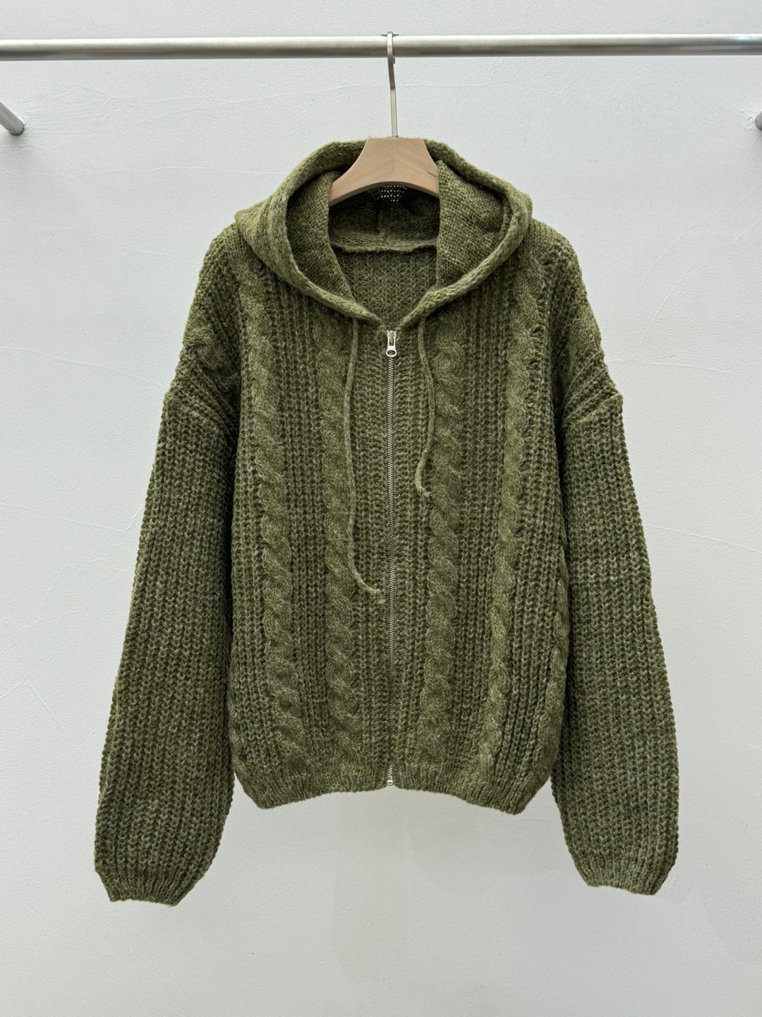 ドロストフードケーブルルーズカーディガン | 詳細画像14