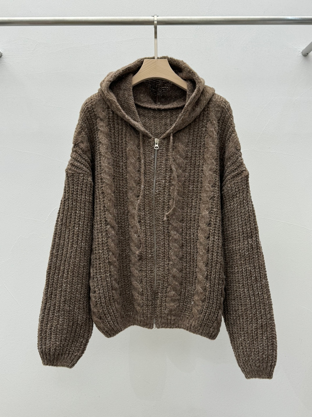 ドロストフードケーブルルーズカーディガン | 詳細画像15