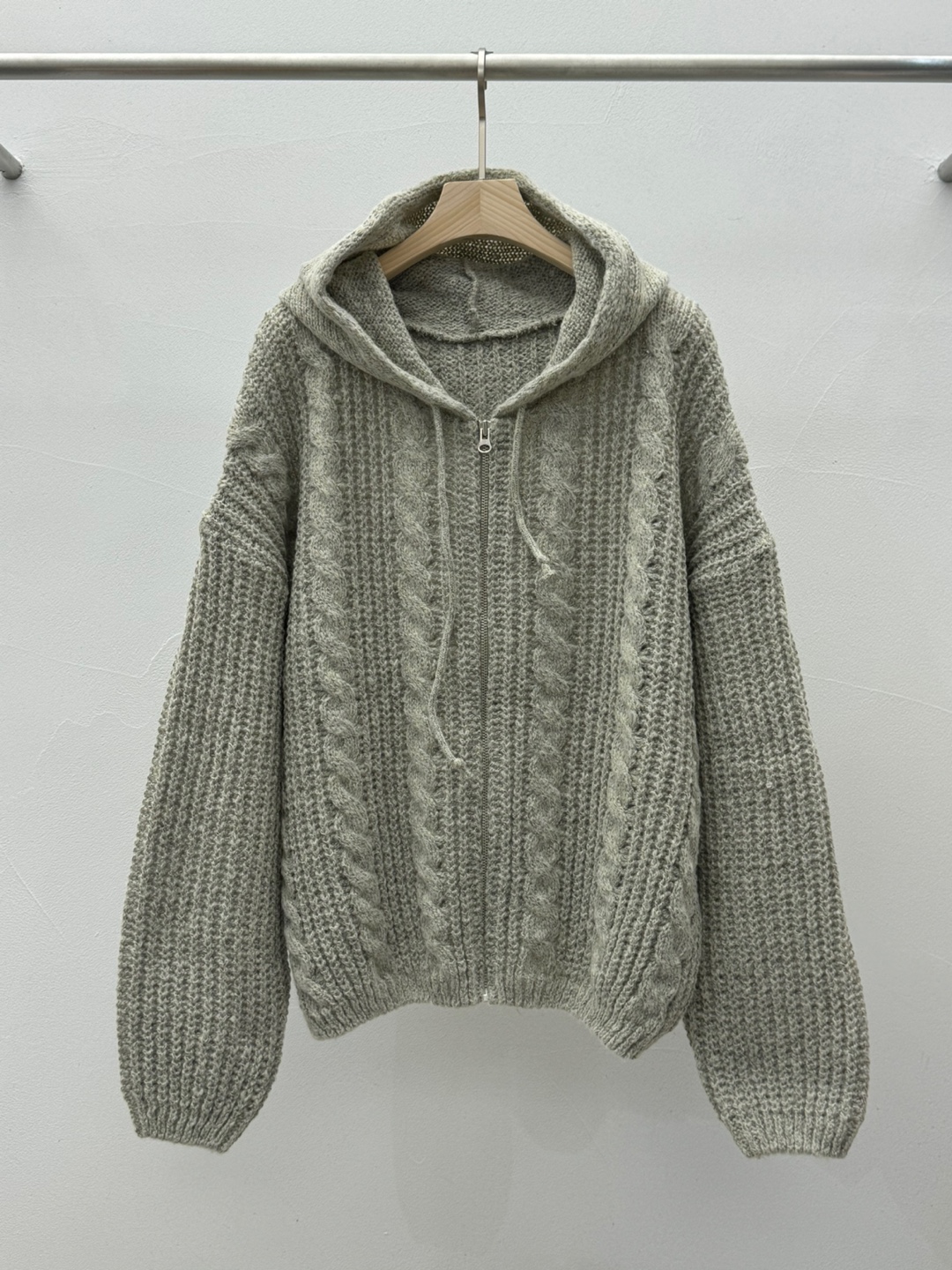 ドロストフードケーブルルーズカーディガン | 詳細画像16