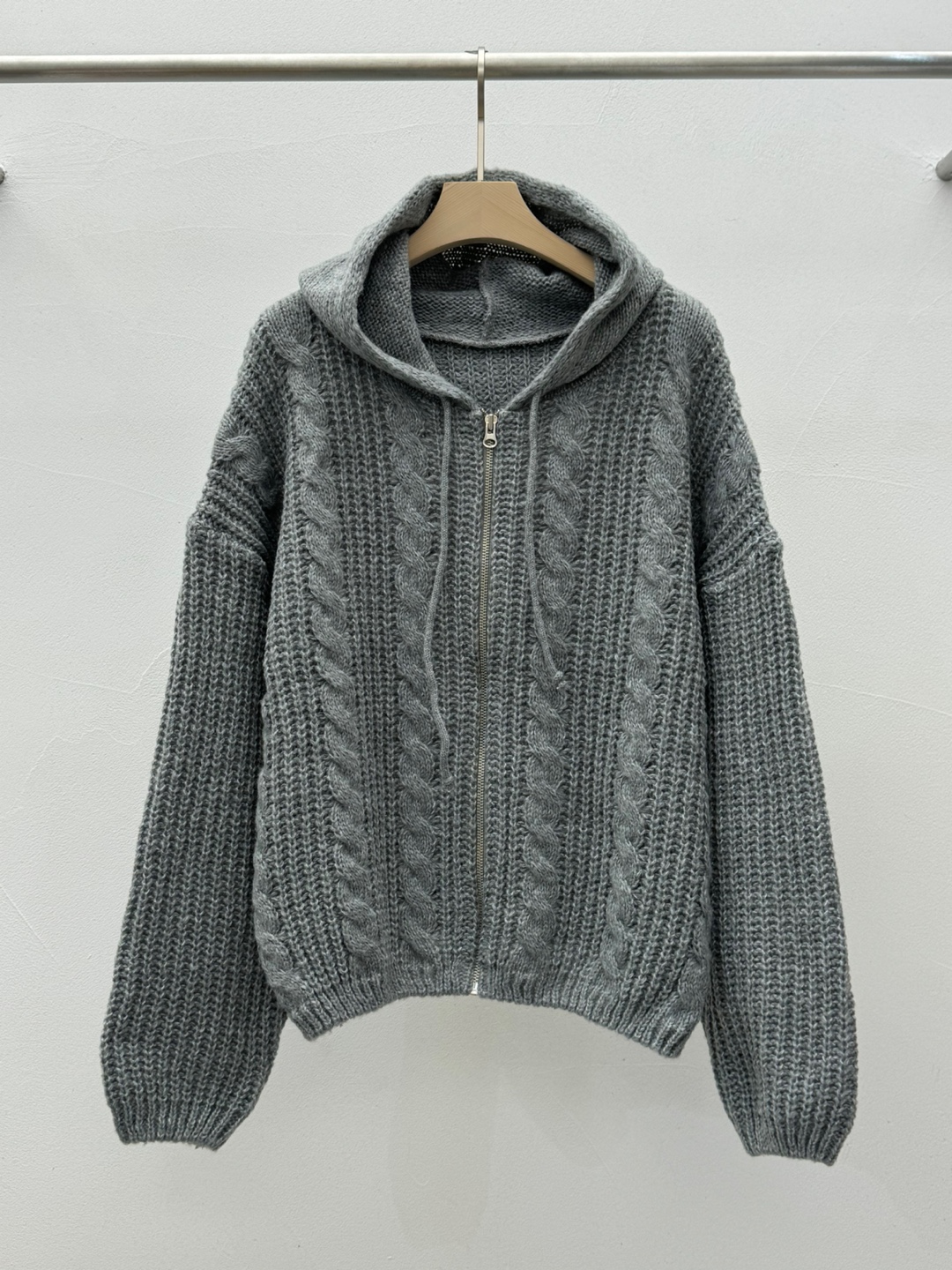 ドロストフードケーブルルーズカーディガン | 詳細画像17