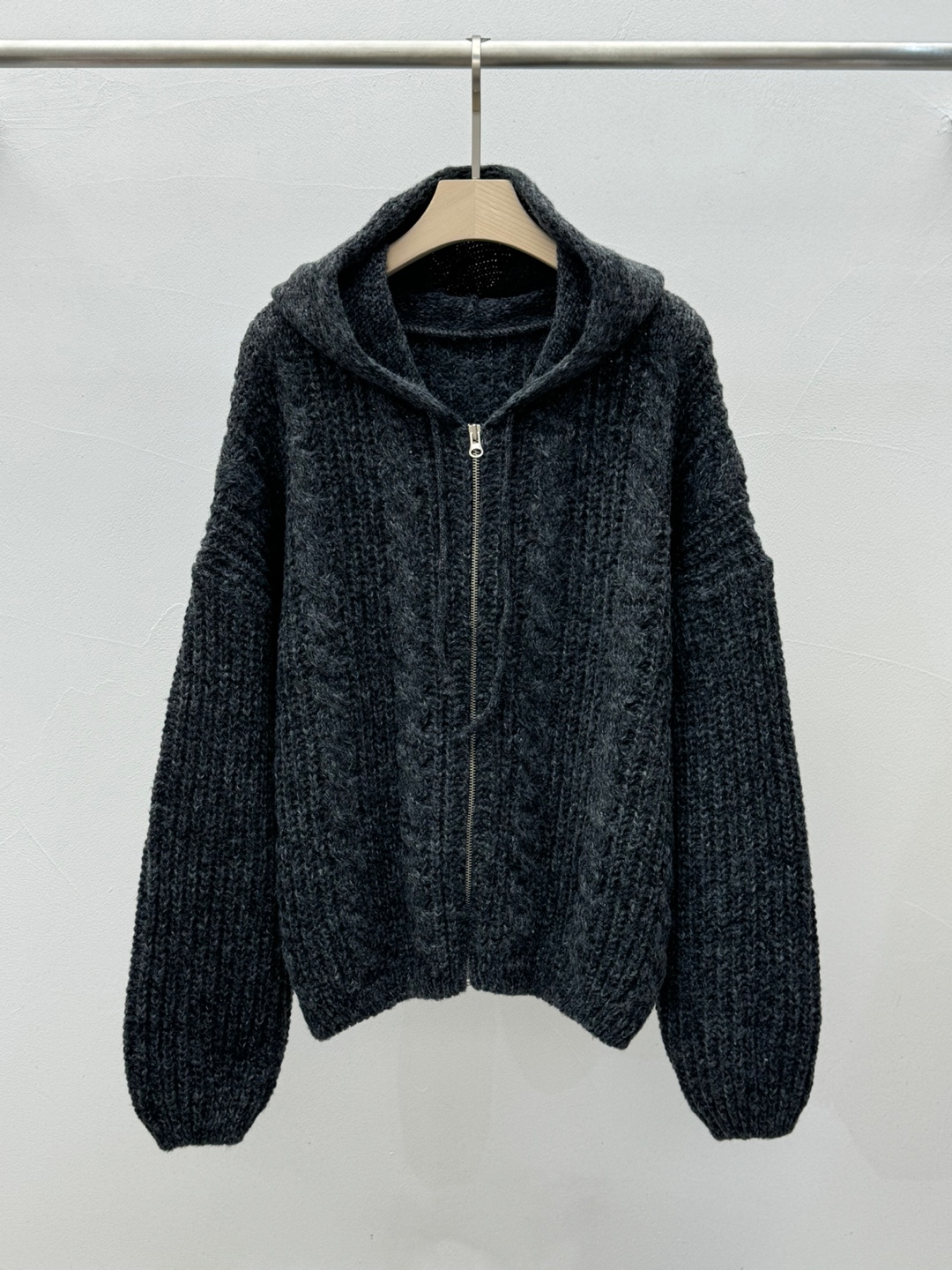 ドロストフードケーブルルーズカーディガン | 詳細画像18