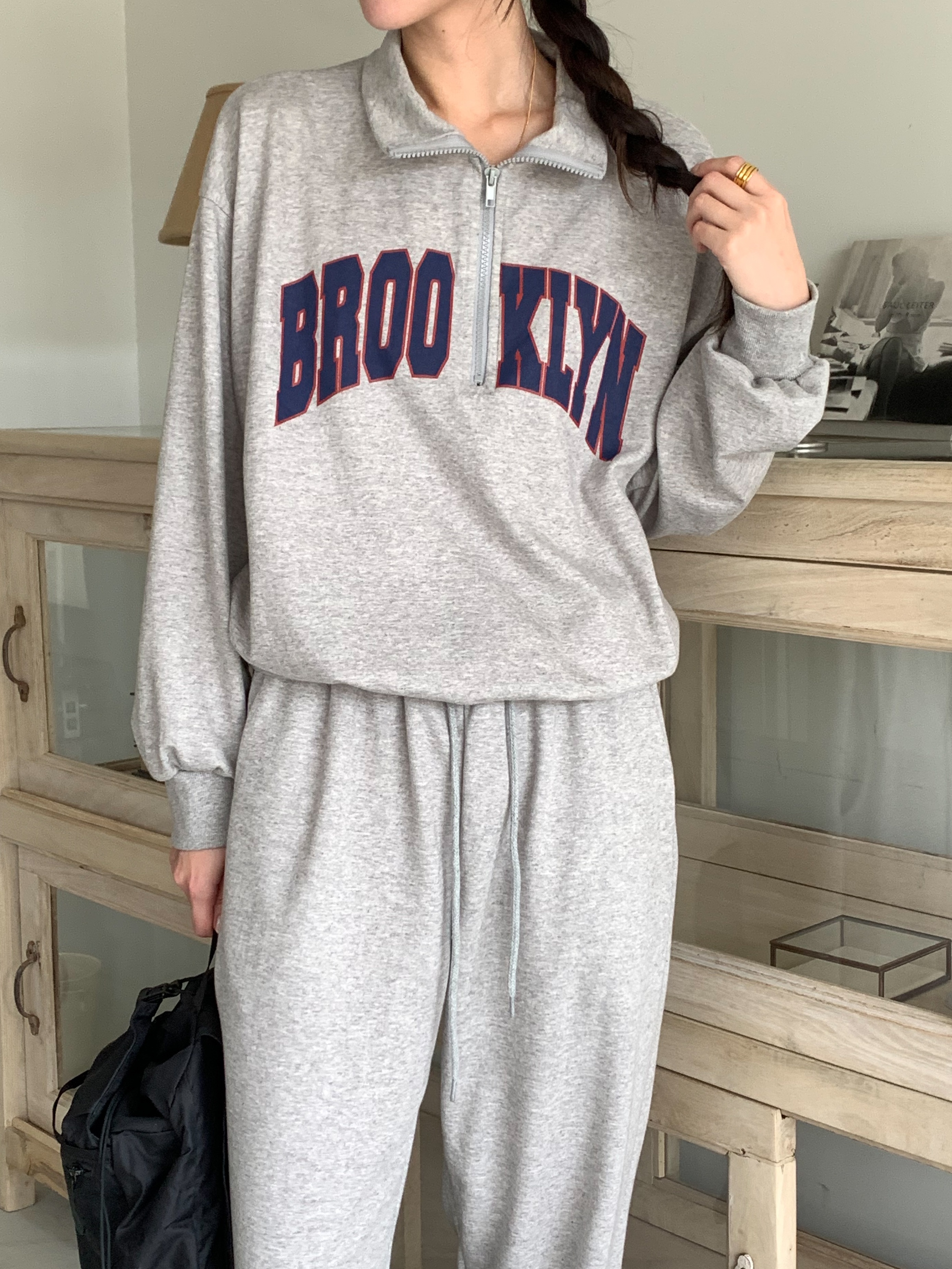 2WAYハーフジップBROOKLYNスウェット&ドロストジョガーパンツSET | 詳細画像13