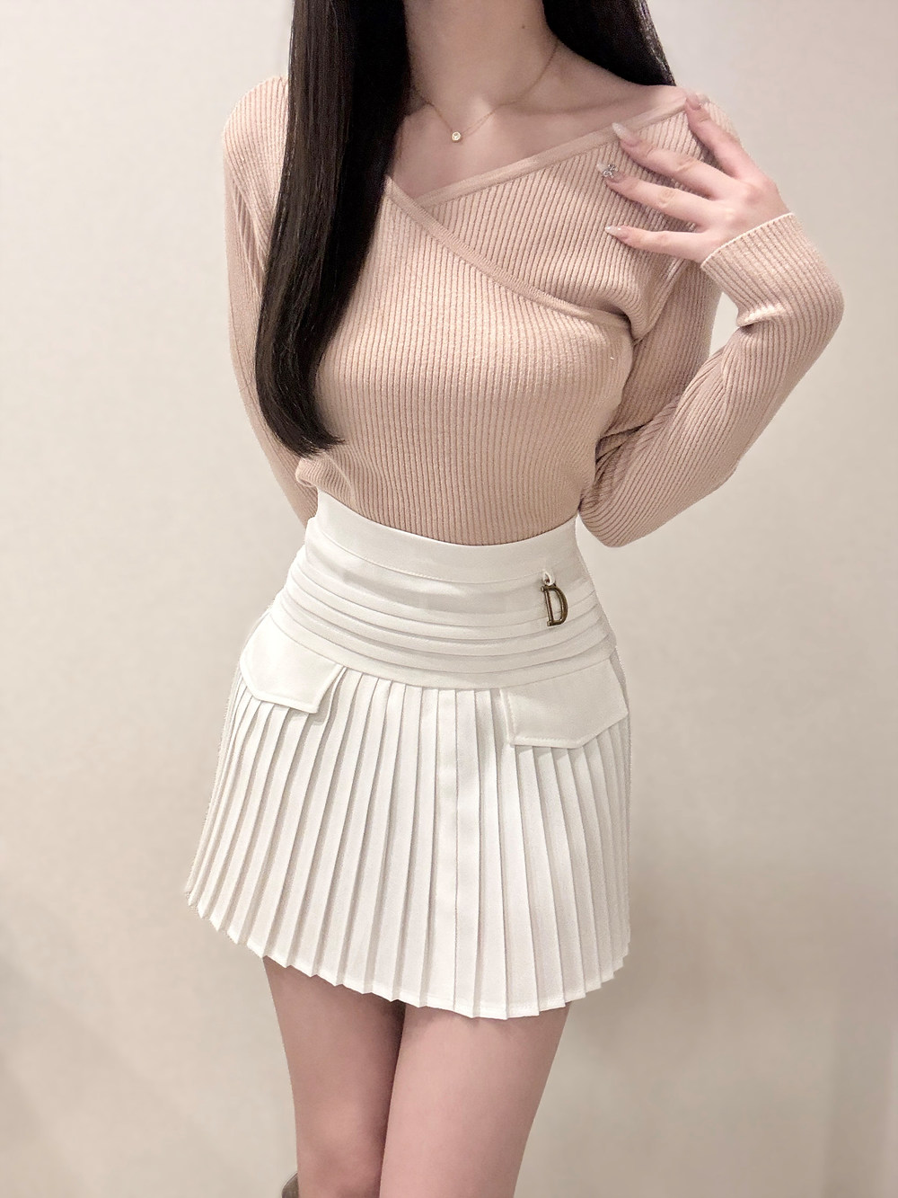 パンツ裏地ゴールドチャームプリーツミニスカート | 詳細画像4