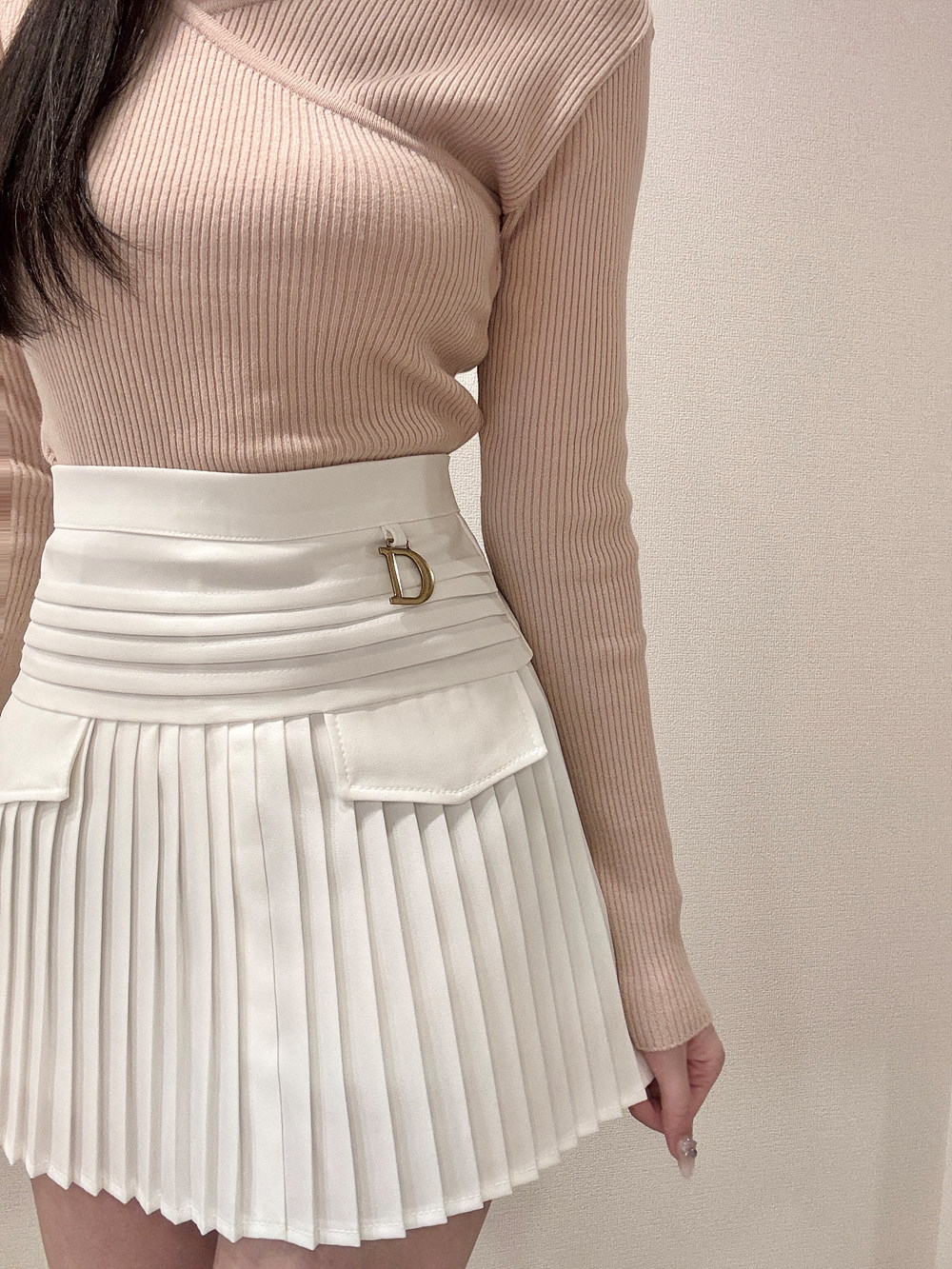 パンツ裏地ゴールドチャームプリーツミニスカート | 詳細画像12