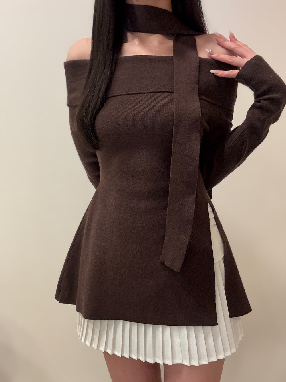 *再入荷*ストラップ付オフショルチュニックニット | 詳細画像5