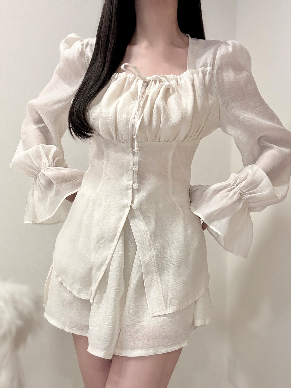 リボンシャーリングブラウス&フレアパンツSET | 詳細画像11