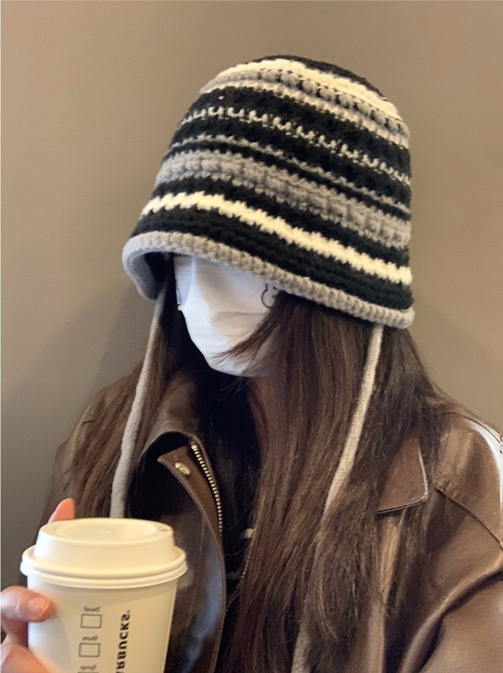モヘア混ニットボーダーリボンバケットハット | 詳細画像4
