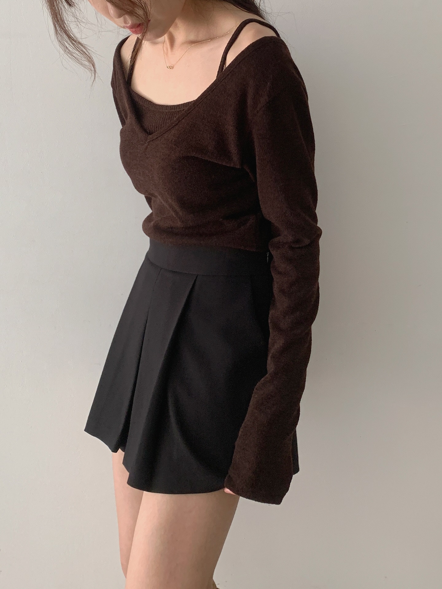 リブキャミソール&2WAY長袖VネックTシャツ | 詳細画像3