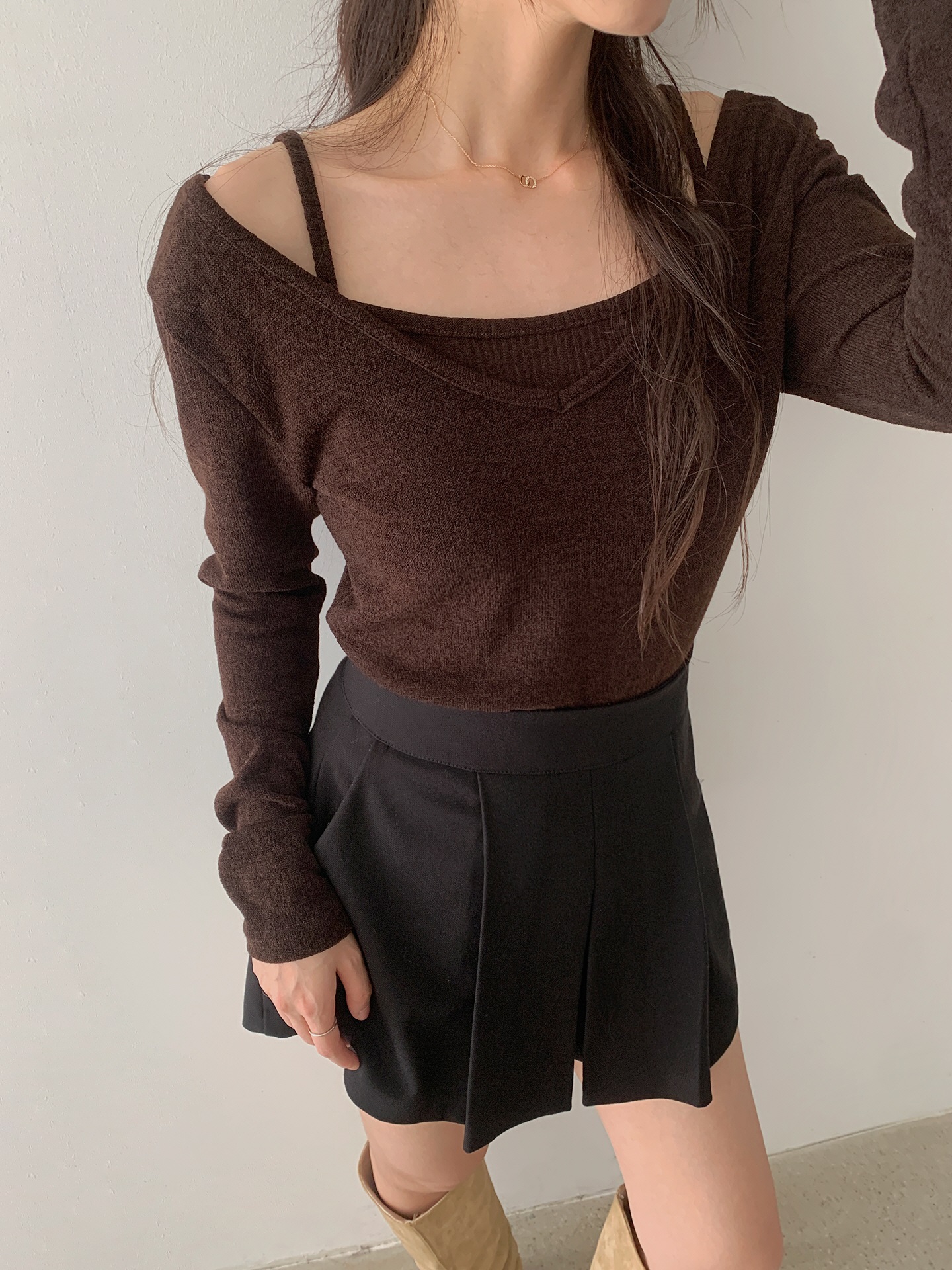 リブキャミソール&2WAY長袖VネックTシャツ | 詳細画像6