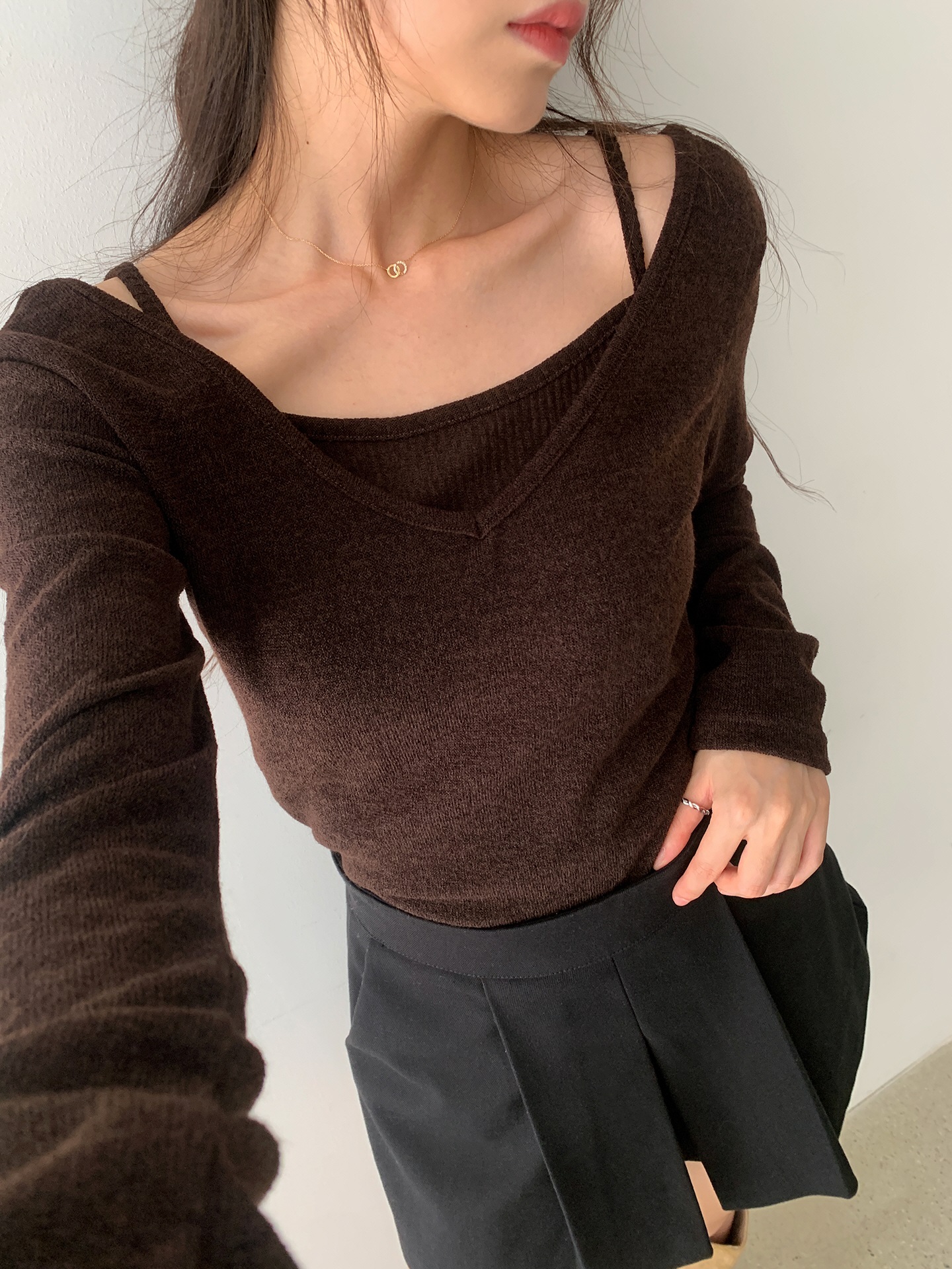 リブキャミソール&2WAY長袖VネックTシャツ | 詳細画像12