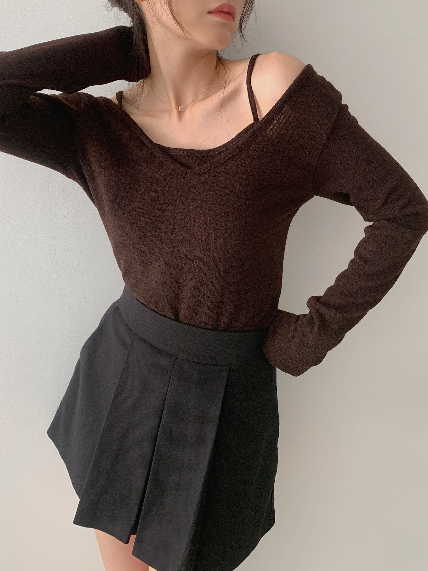 リブキャミソール&2WAY長袖VネックTシャツ | 詳細画像8