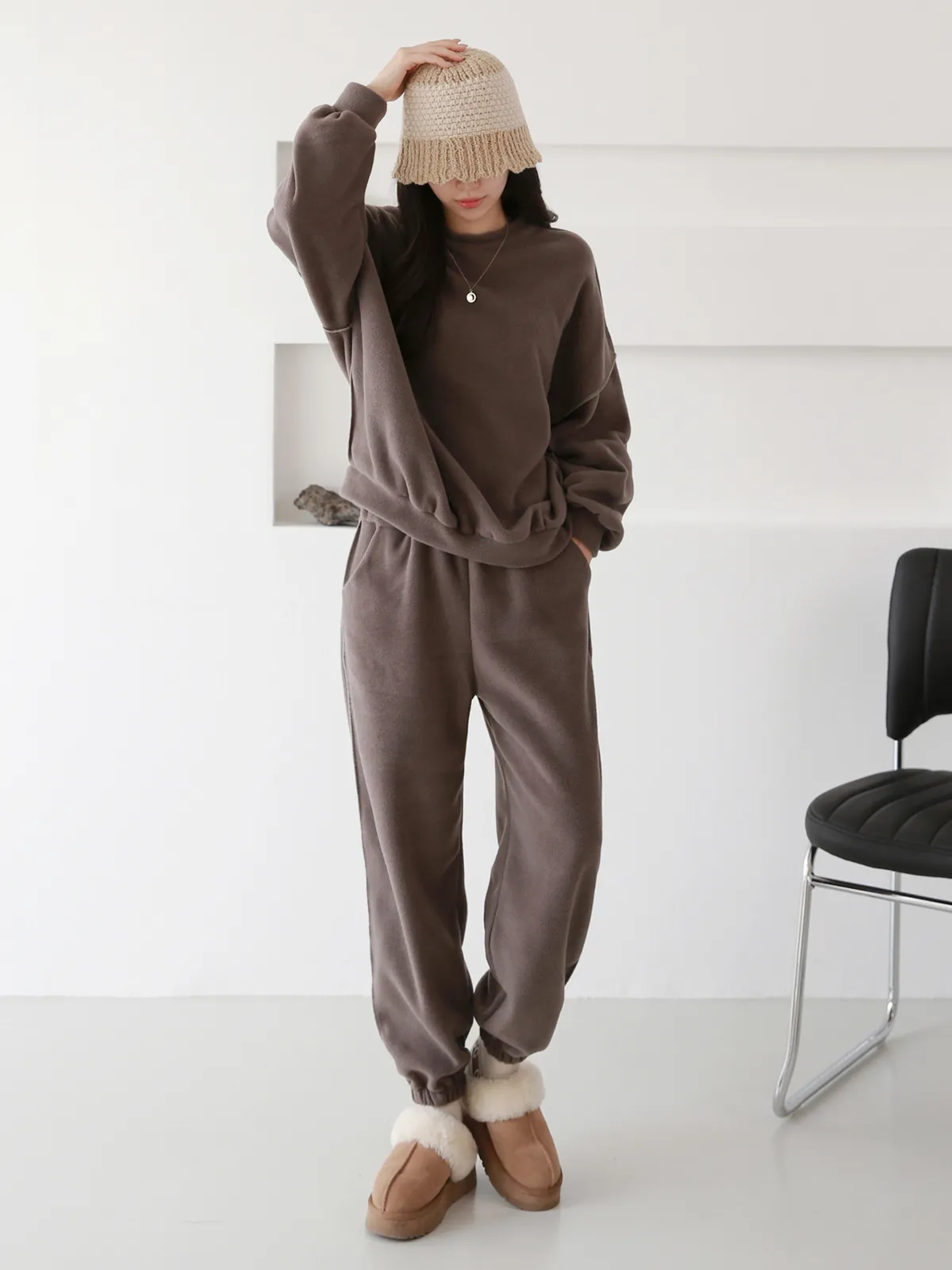 両起毛ステッチルーズスウェット&ジョガーパンツSET | 詳細画像1