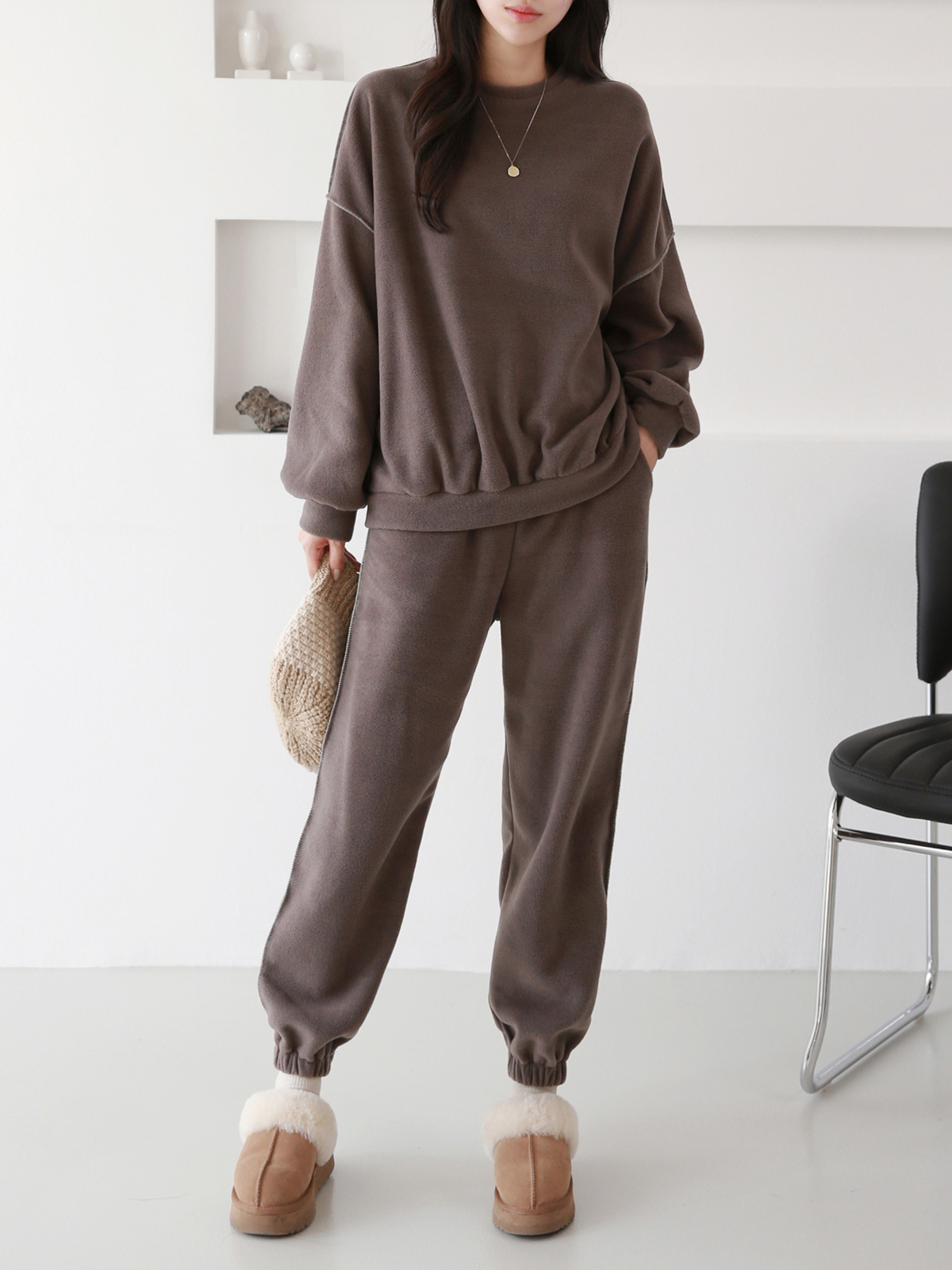 両起毛ステッチルーズスウェット&ジョガーパンツSET | 詳細画像2